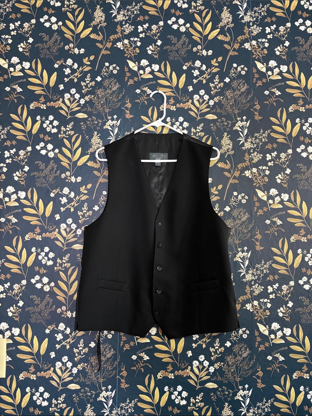 Pronto Uomo Wool Men's Black Dress Vest Five Button Formal Waistcoat Size XL